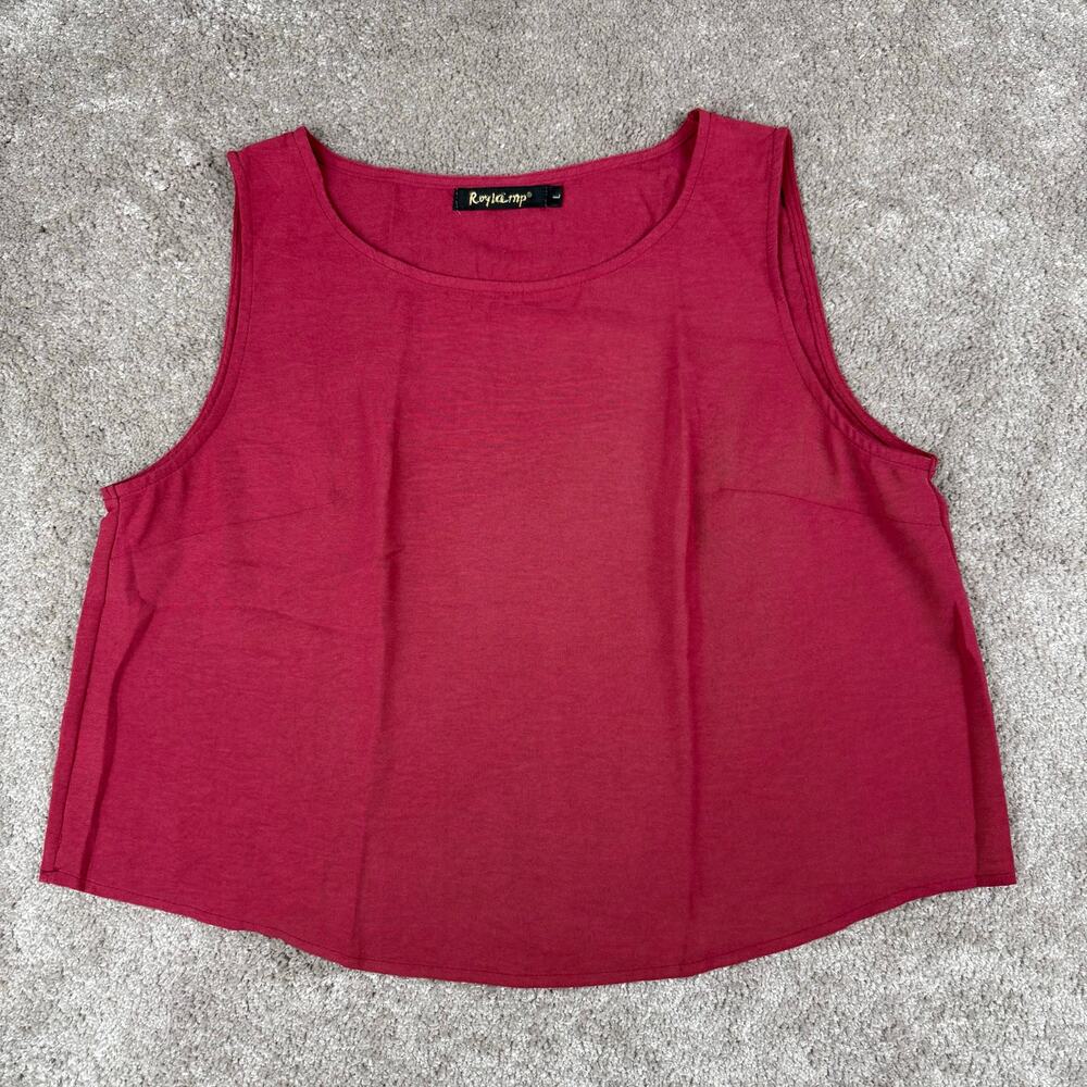 Roylamp Crop Tank Top Red Artsy Lagenlook Size L Polyester Office Glam Blouse